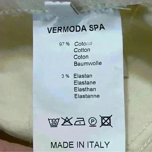 Dismero Vermoda Spa Jeans 30 Italy Ivory Mid Rise Stretch Women's Gold Details - Picture 9 of 16